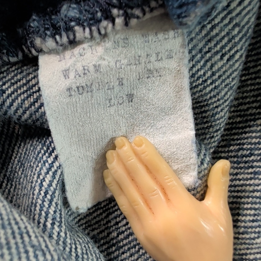 VTG 70s Sasson Blue Jeans 26x24 Cropped Hem High Rise Dark Wash Talon Zipper EUC - Picture 13 of 16